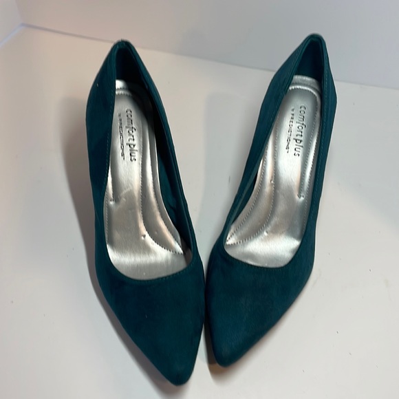 Elm Green Suede Comfort Heels - Picture 1 of 7